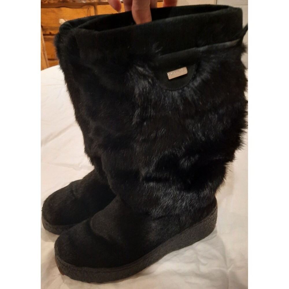 Oscar Sport Women's US 8 EUR 39 Vintage Goat Fur Wool Lined Boots Classic Black
